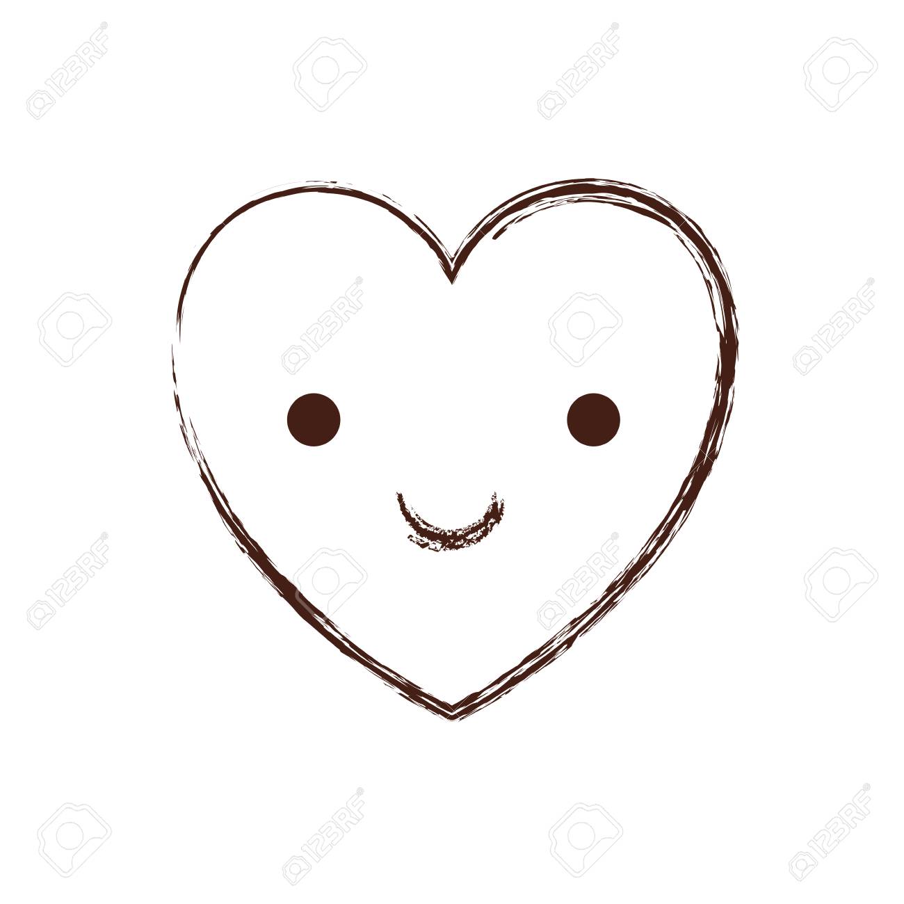 茶色のぼやけた輪郭ベクトルイラストで笑顔の表情で心のイラスト素材 ベクタ Image