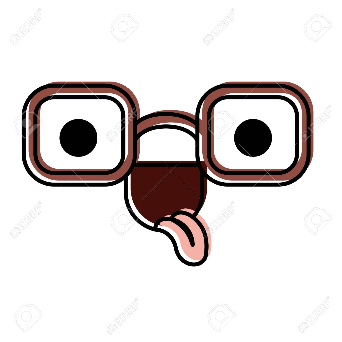 似顔顔メガネ表情楽しいコミックかわいいベクトルイラスト のイラスト素材 ベクタ Image