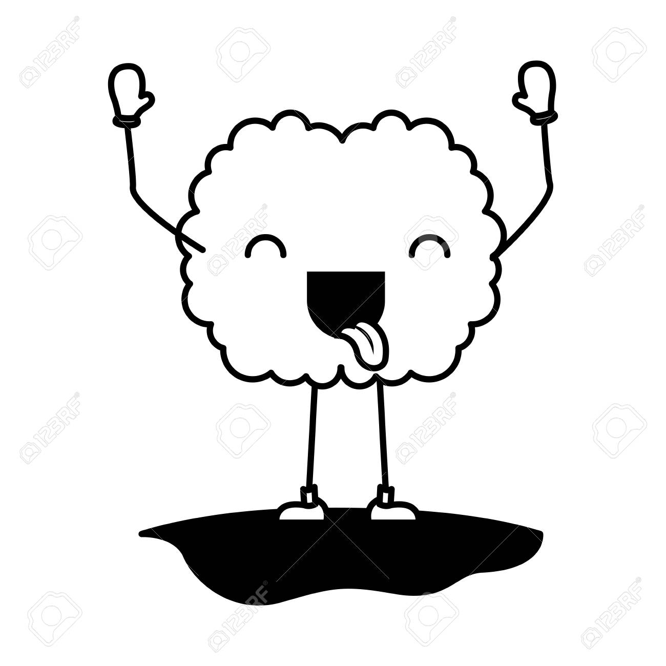 キャラクターベクトルイラストデザイン可愛い舌を出したコミック ブレイン のイラスト素材 ベクタ Image