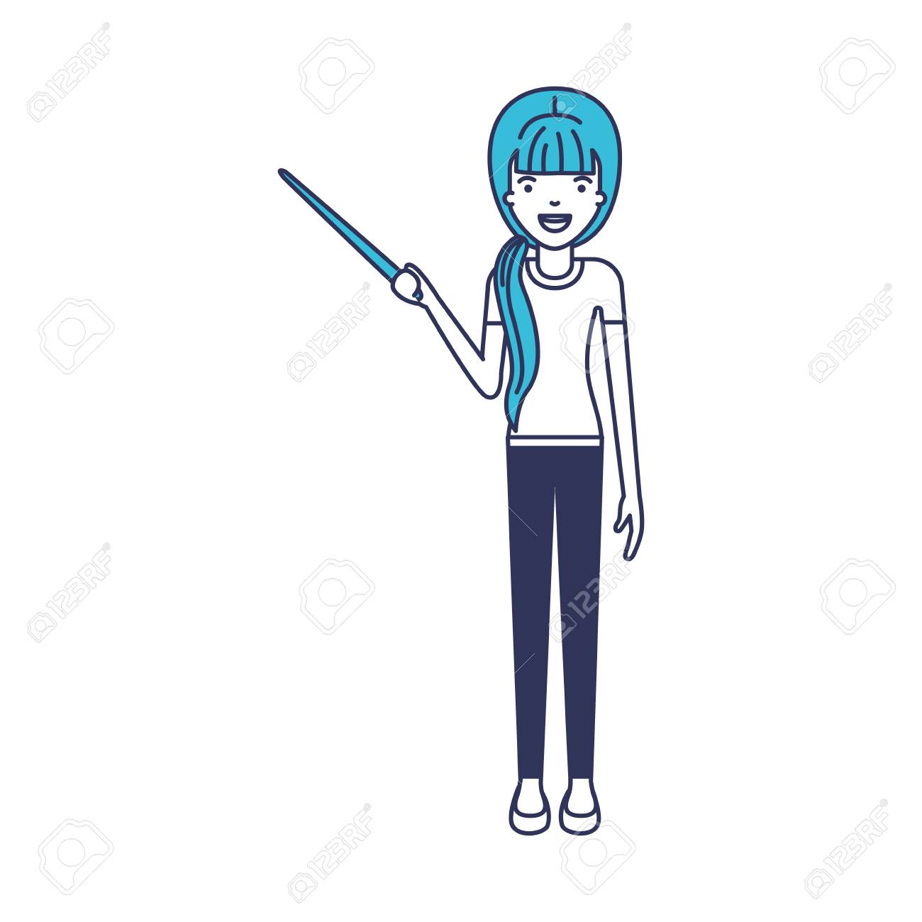 指差しスティックベクトルイラストデザインの女性教師のイラスト素材 ベクタ Image