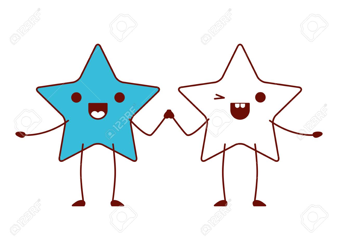かわいい星カップルキャラクターベクトルイラストデザイン のイラスト素材 ベクタ Image