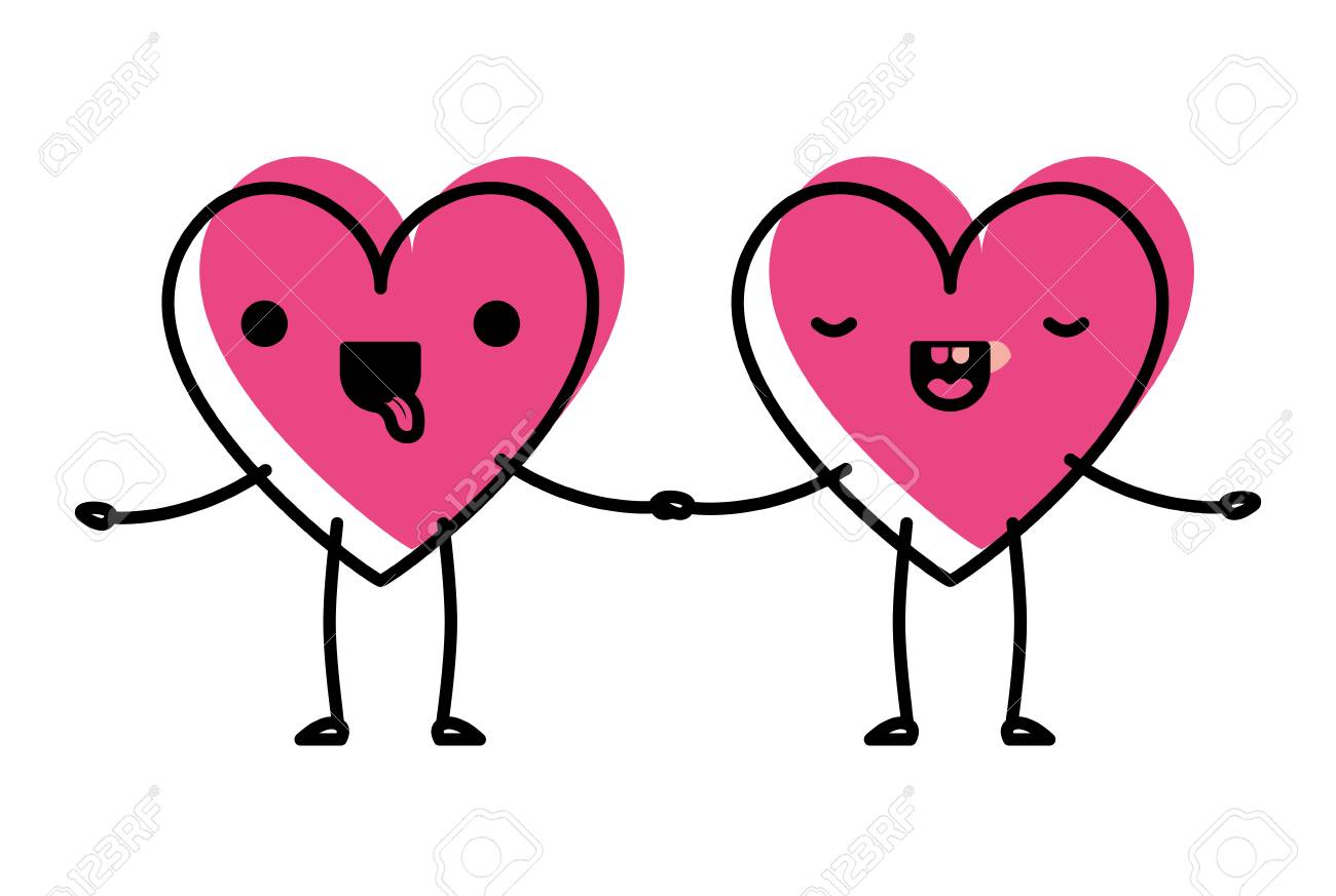 かわいいハートはキャラクター可愛いイラストデザイン可愛いカップルが大好きです のイラスト素材 ベクタ Image