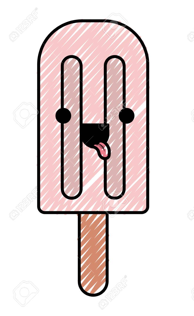 美味しいアイスクリームパレット可愛い文字ベクトルイラストデザイン のイラスト素材 ベクタ Image