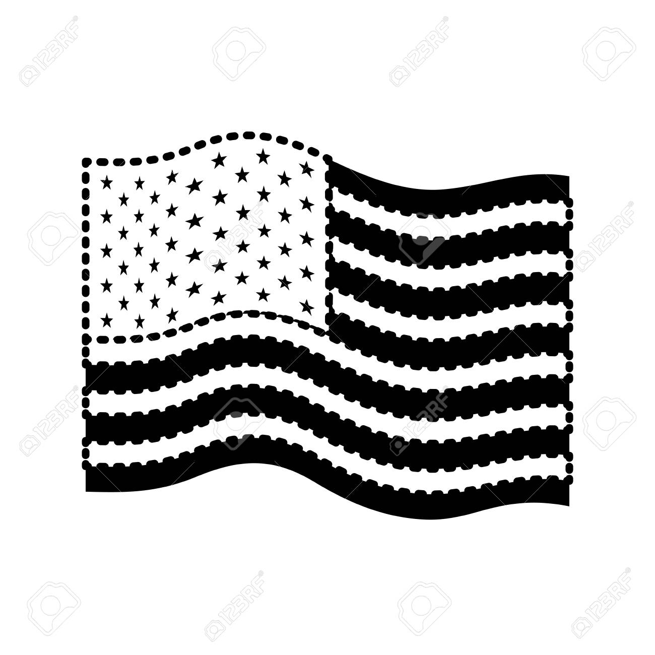 白い背景ベクトルイラストに黒いシルエットを振るアメリカの旗アメリカのイラスト素材 ベクタ Image