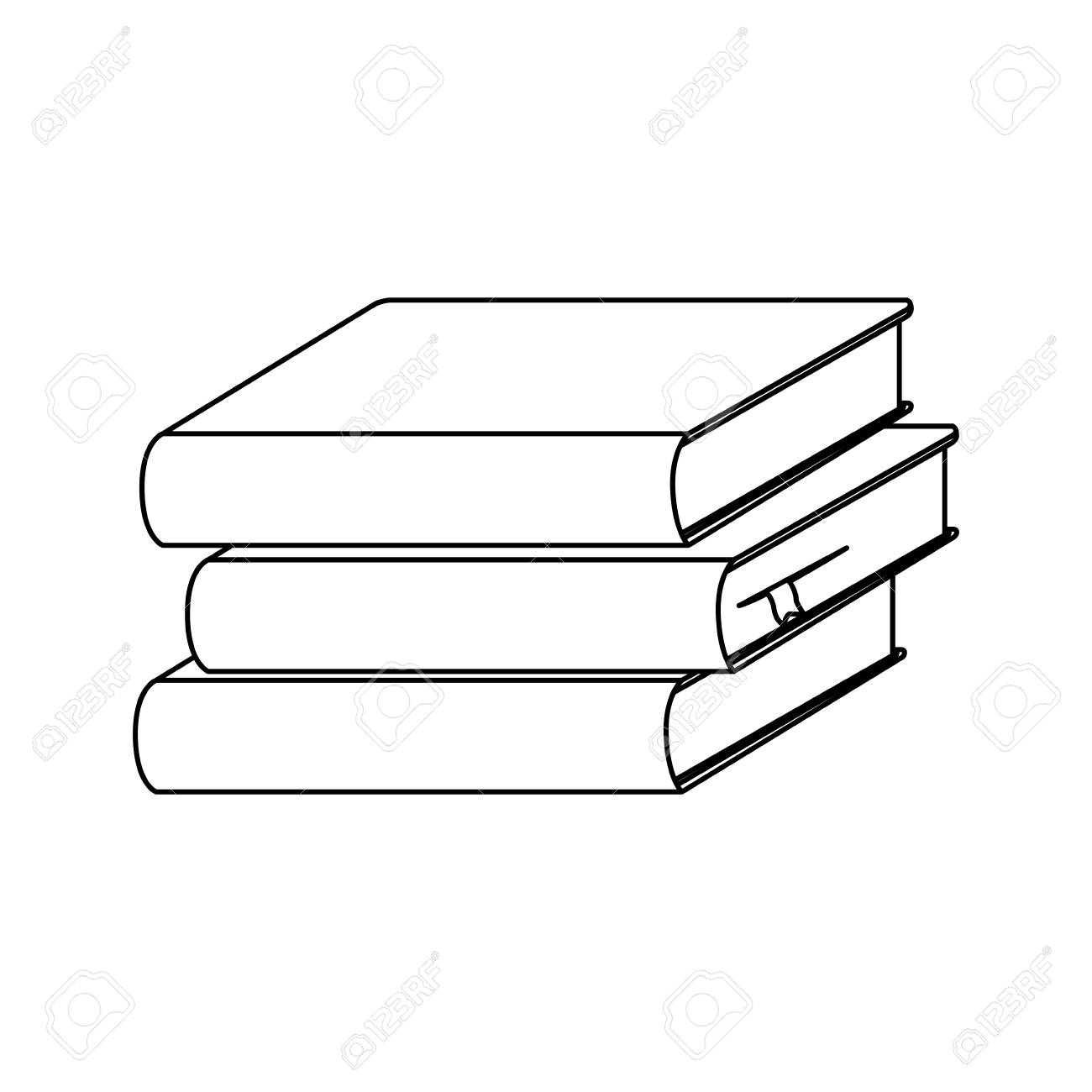 Silhouette Set Stack School Books Icon Vector Illustration Royalty