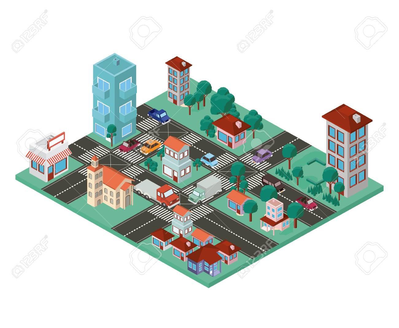 Isometric City Scene Icons Vector Illustration Design Royalty Free Cliparts Vectors And Stock Illustration Image