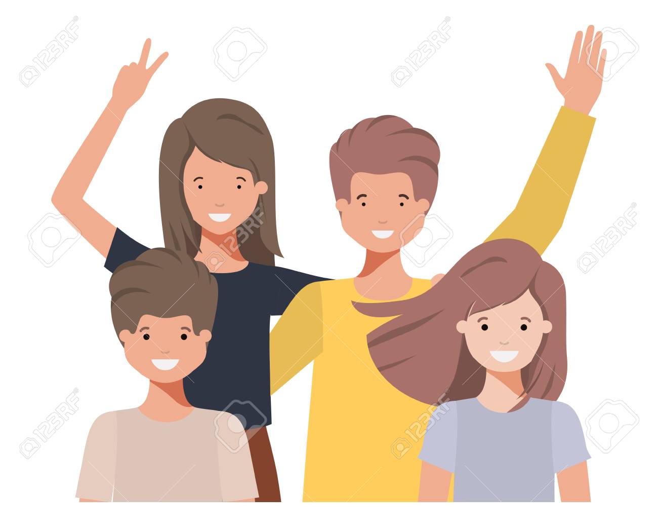 family waving avatar character vector illustration design - 110022779 family waving avatar character vector illustration design - 110022779
