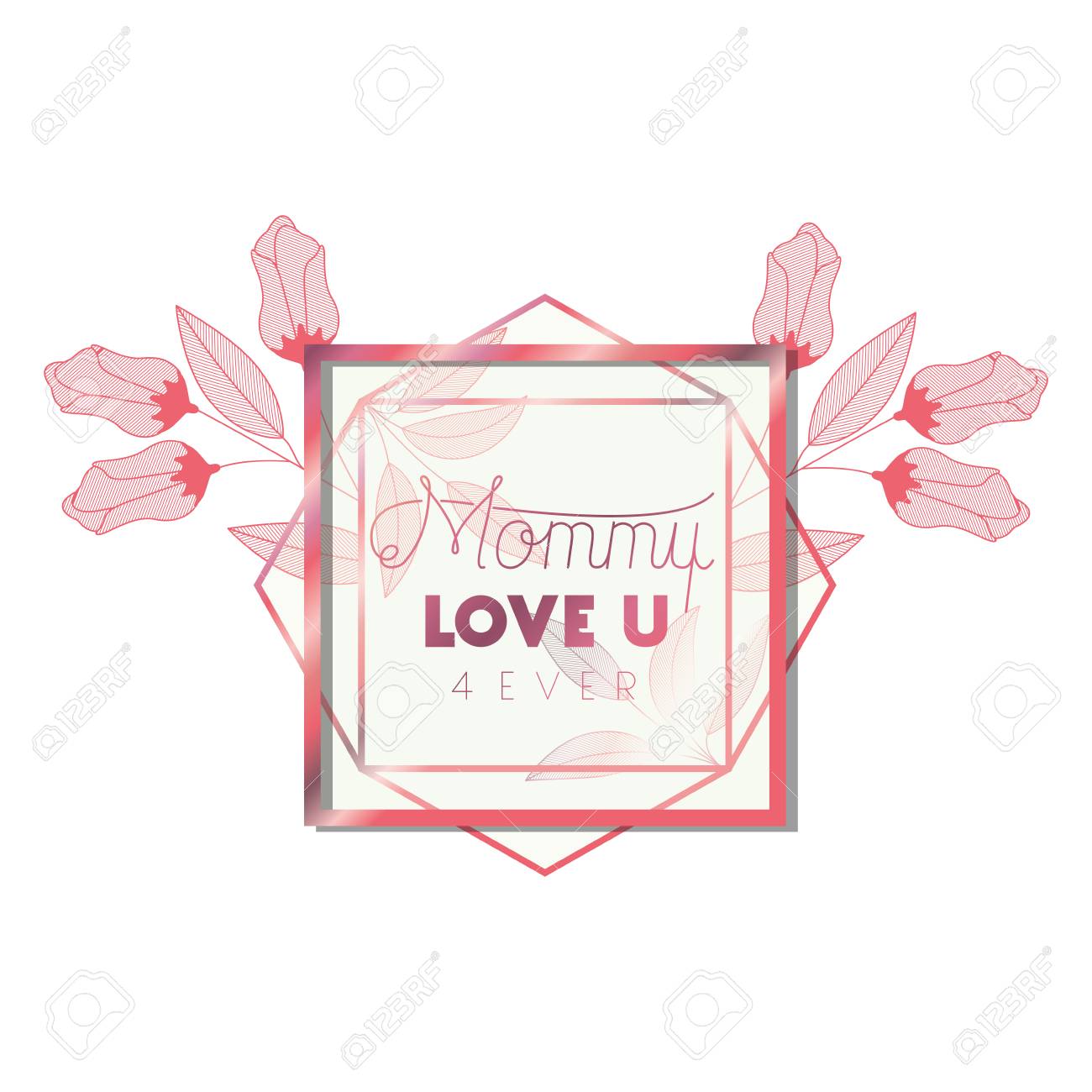 Love You Mommy With Pink Frame Hexagon Vector Illustration Design Royalty Free Cliparts Vectors And Stock Illustration Image