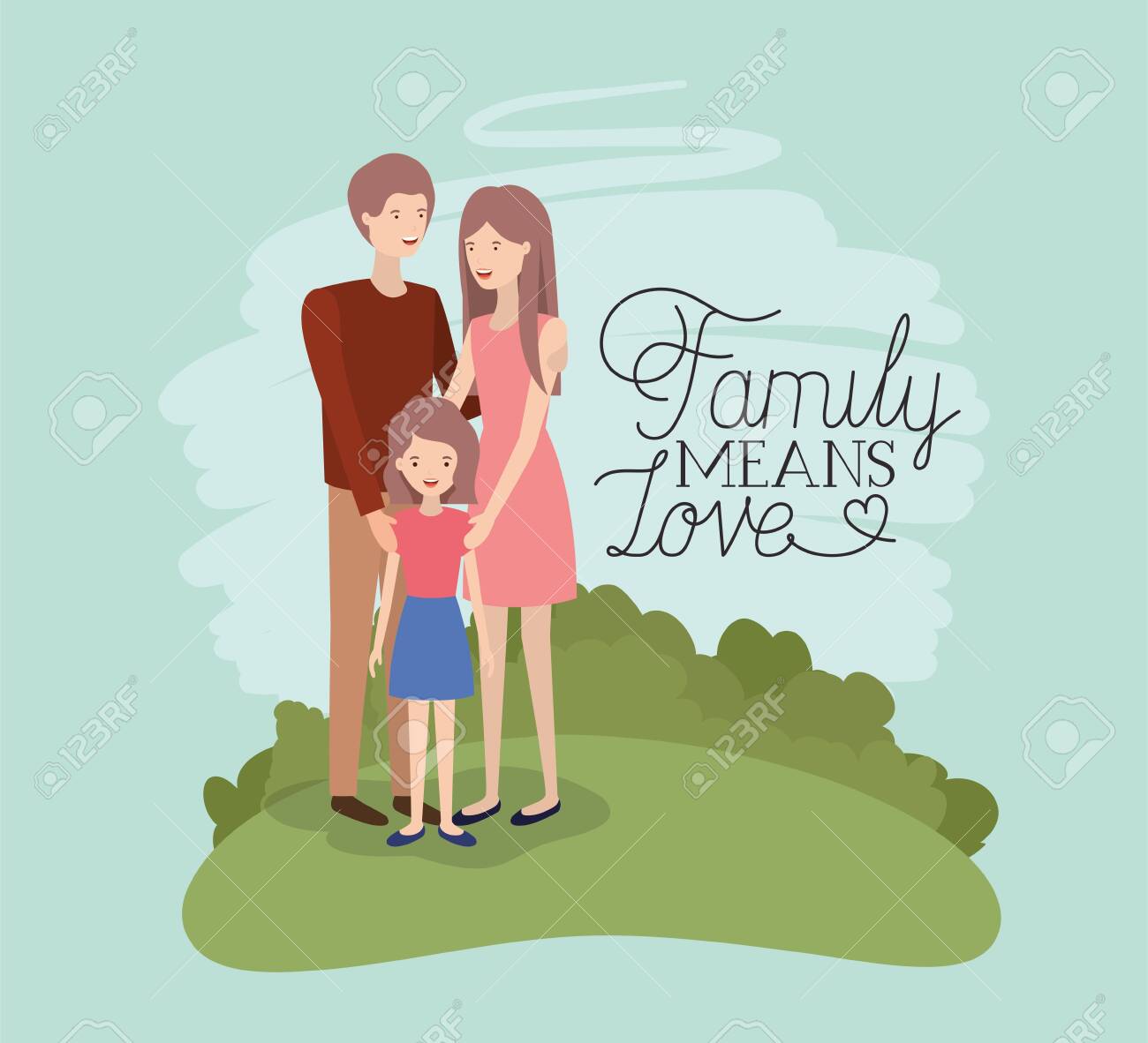 family day card with parents and daughter in the field vector illustration design - 126192546 family day card with parents and daughter in the field vector illustration design - 126192546