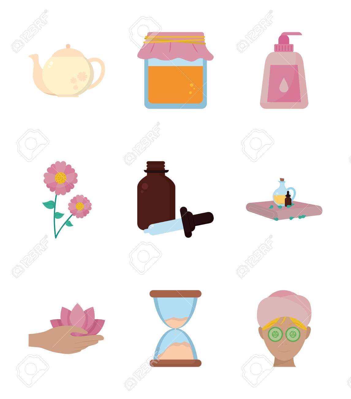 Icon Set Design Spa Center Healthy Lifestyle Care Wellness Relaxation Royalty Free Cliparts Vectors And Stock Illustration Image 139692512