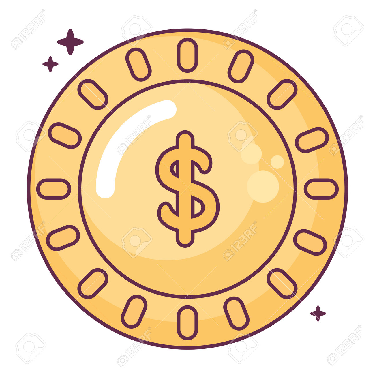 かわいいコインイラストのイラスト素材・ベクター Image 204122264