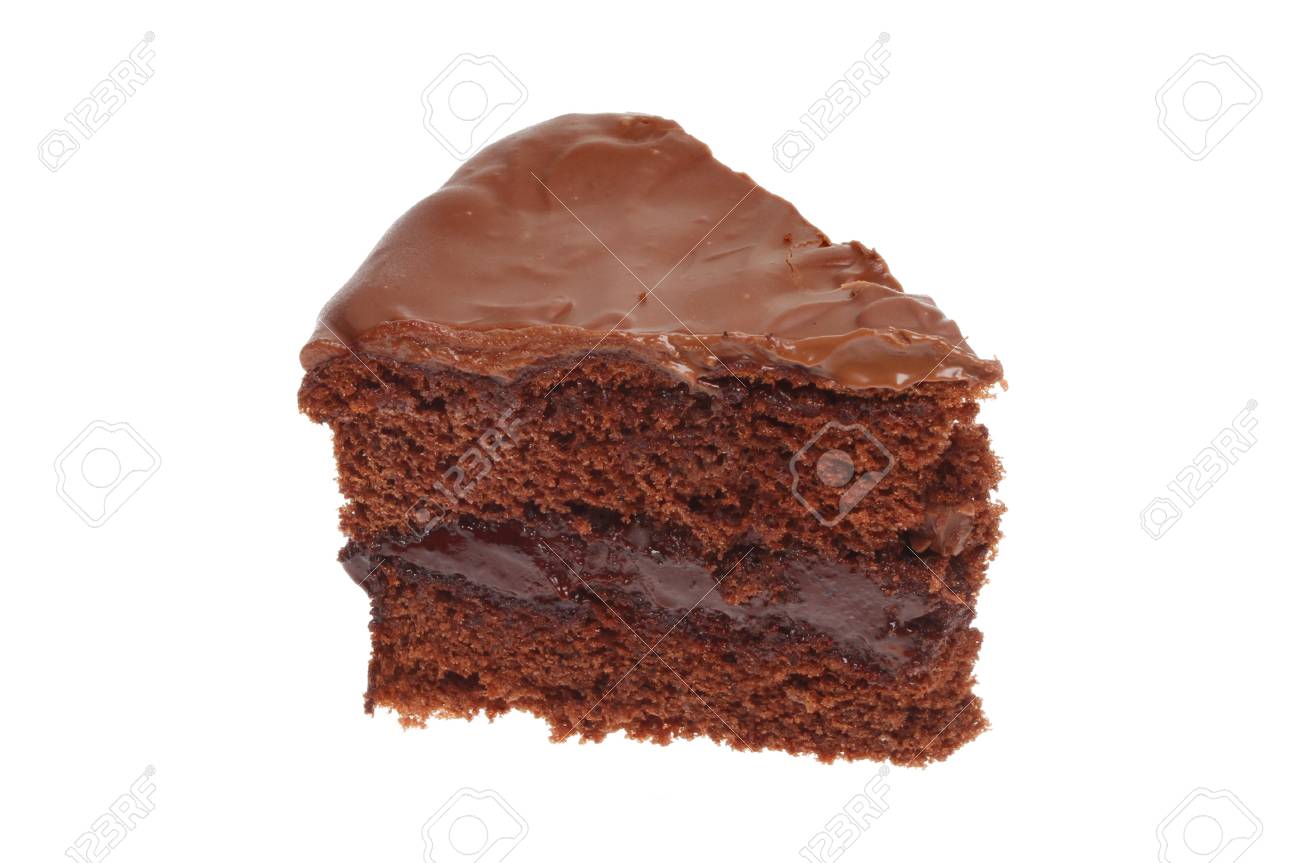 Une Tranche De Gateau Eponge Au Chocolat Isole Sur Blanc Banque D Images Et Photos Libres De Droits Image