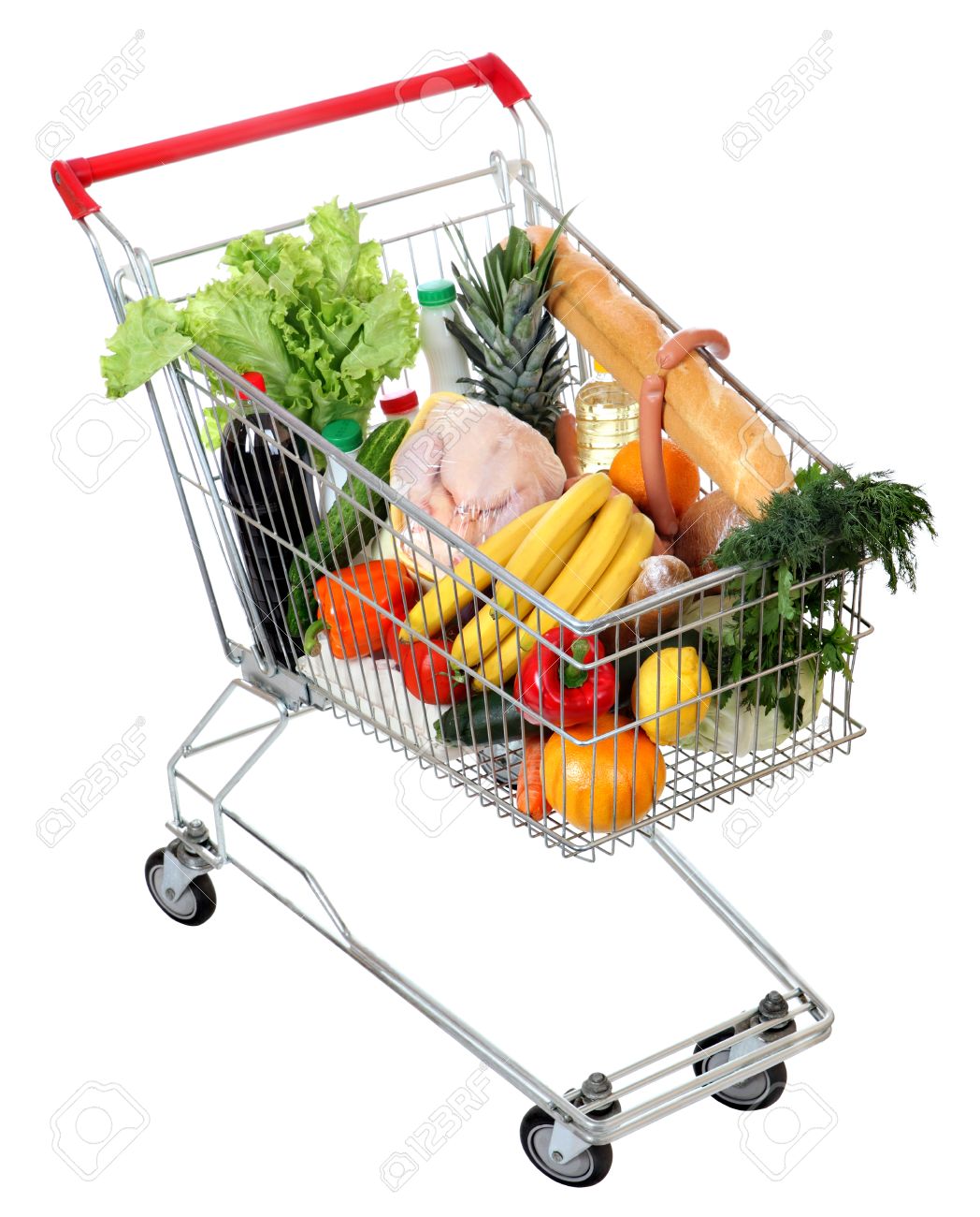 Filled Shopping Trolley, Grocery 