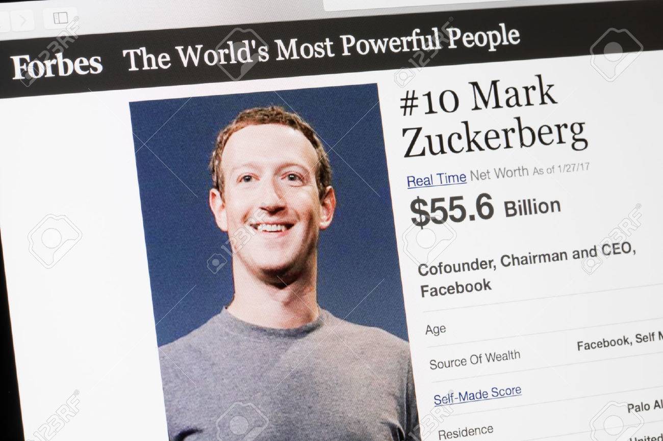 RIGA, LATVIA - February 24, 2017: Forbes Magazine list of The Worlds Most Powerful People.Number 10 the cofounder and CEO of Facebook Mark Zukenberg. - 75365739 RIGA, LATVIA - February 24, 2017: Forbes Magazine list of The Worlds Most Powerful People.Number 10 the cofounder and CEO of Facebook Mark Zukenberg. - 75365739