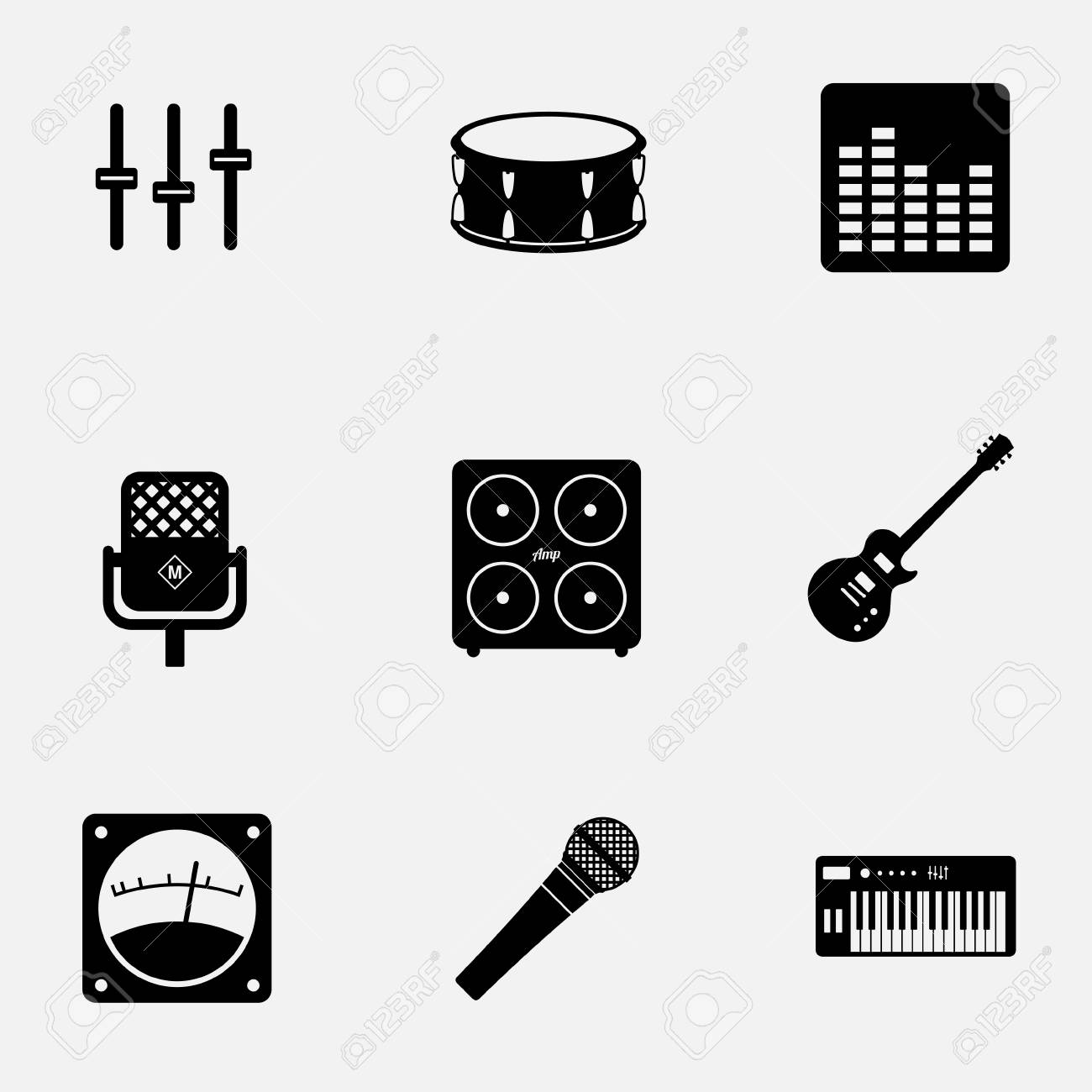 ベクトル白黒音楽ギアのアイコン セットは パターンの準備ができて のイラスト素材 ベクタ Image ベクトル白黒音楽ギアのアイコン セットは パターンの準備ができて のイラスト素材 ベクタ Image