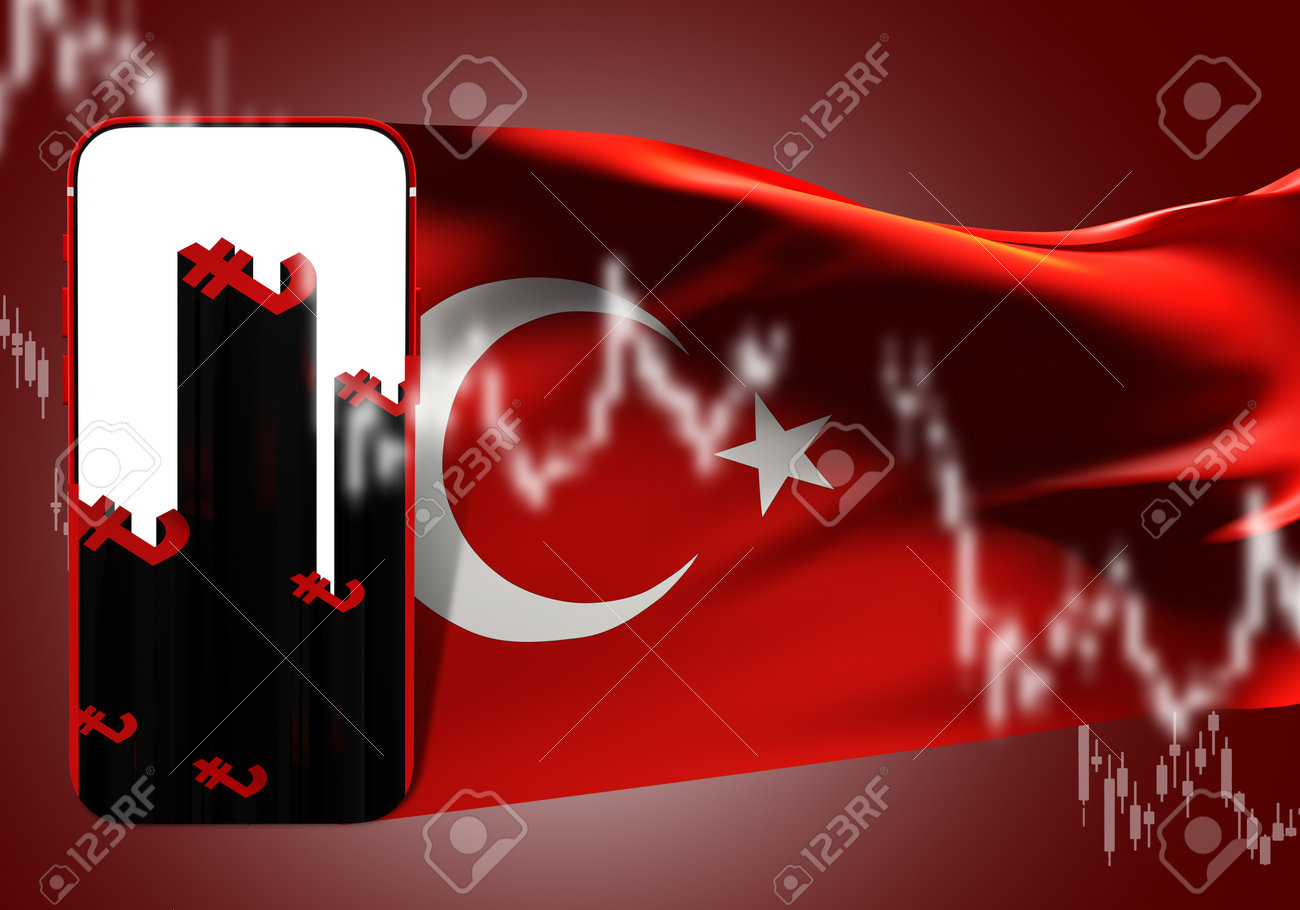 터키 리라 환율 하락 그래프 터키 국기 앞 국가 터키 통화 리라 환율 하락 시도 리라 로고 통화 휴대전화 3D 렌더링 로열티 무료  사진, 그림, 이미지 그리고 스톡포토그래피. Image 179479352