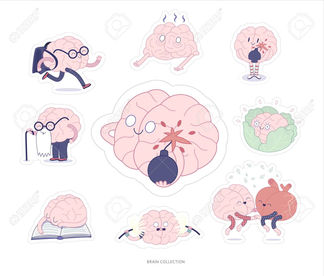 Thoughts stickers schooling and pressure printable fastened, cartoon isolated.. photo regarding Brain Printable known as Mind stickers schooling and tension printable fastened, cartoon isolated..