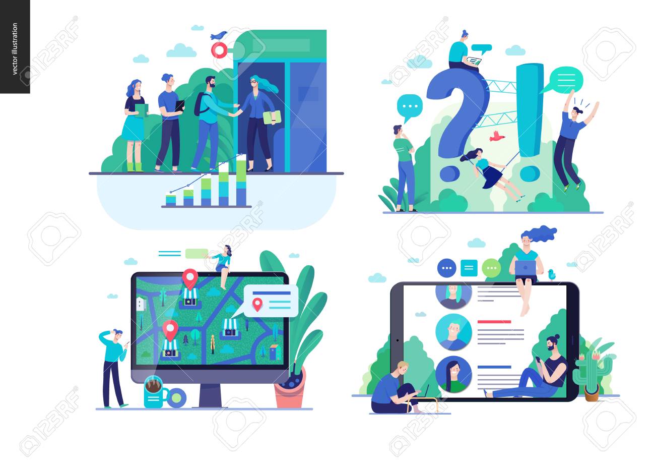 Business series set, color 2-modern flat vector concept illustrated topics -b2b partnership, questions and answers faq, where to buy -location, forum reviews. Creative landing web page design template - 126201190 Business series set, color 2-modern flat vector concept illustrated topics -b2b partnership, questions and answers faq, where to buy -location, forum reviews. Creative landing web page design template - 126201190