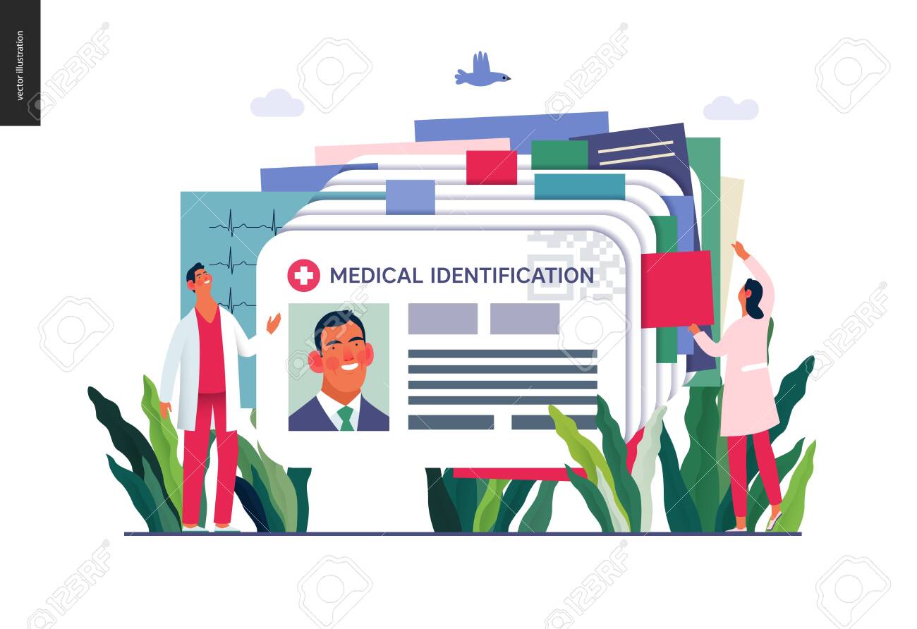 Medical insurance illustration- medical id card, health card -modern flat vector concept digital illustration - a plastic identification card as medical records file metaphor - 127653950 Medical insurance illustration- medical id card, health card -modern flat vector concept digital illustration - a plastic identification card as medical records file metaphor - 127653950