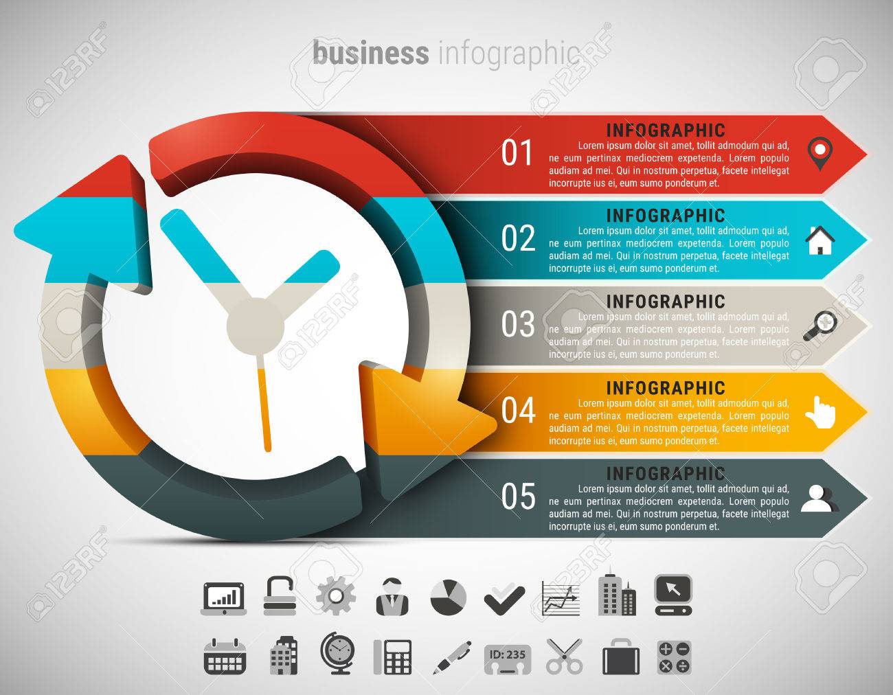 Creative business infographic made of clock. Vector illustration. - 50242753 Creative business infographic made of clock. Vector illustration. - 50242753