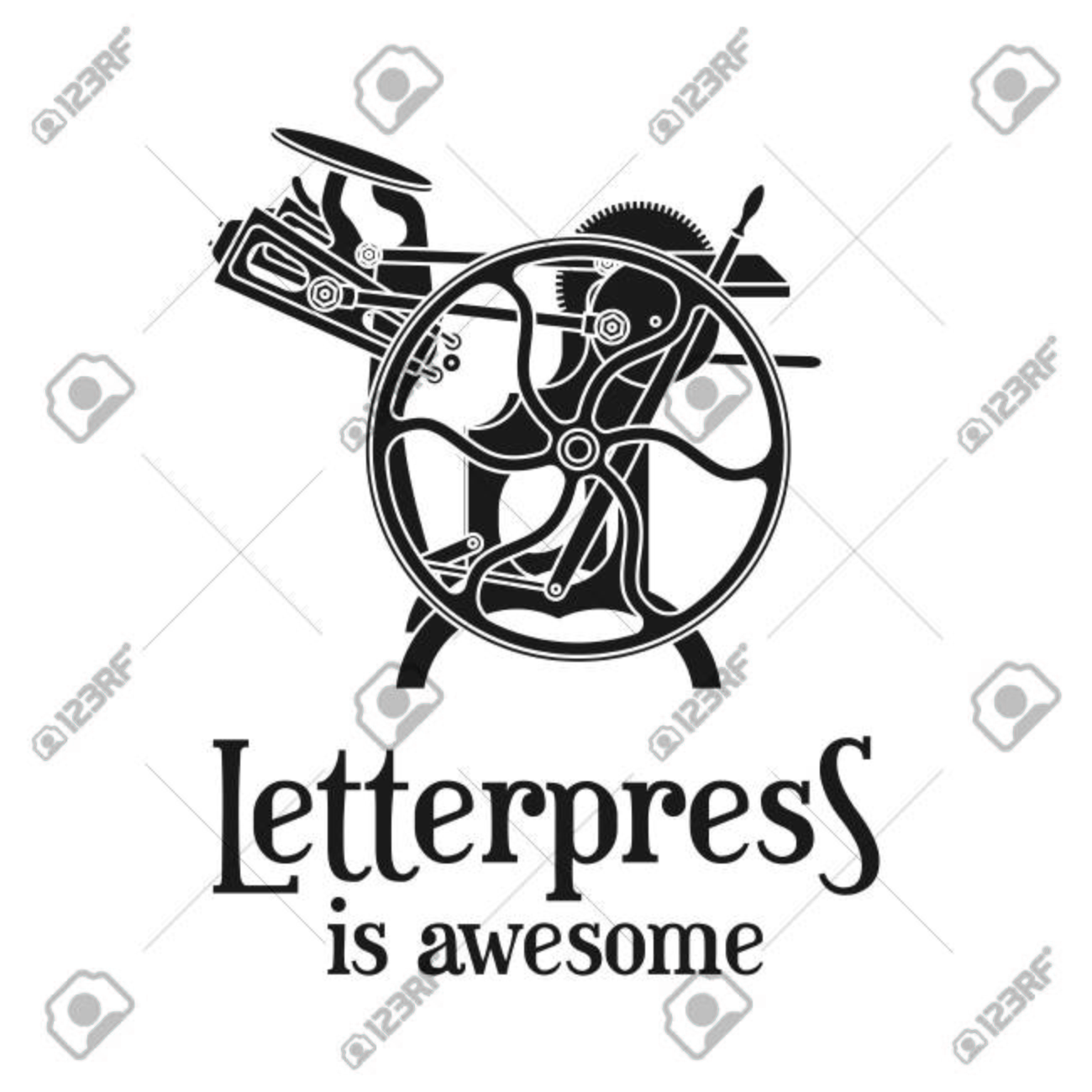 letterpress is awesome vector illustration vintage print logo