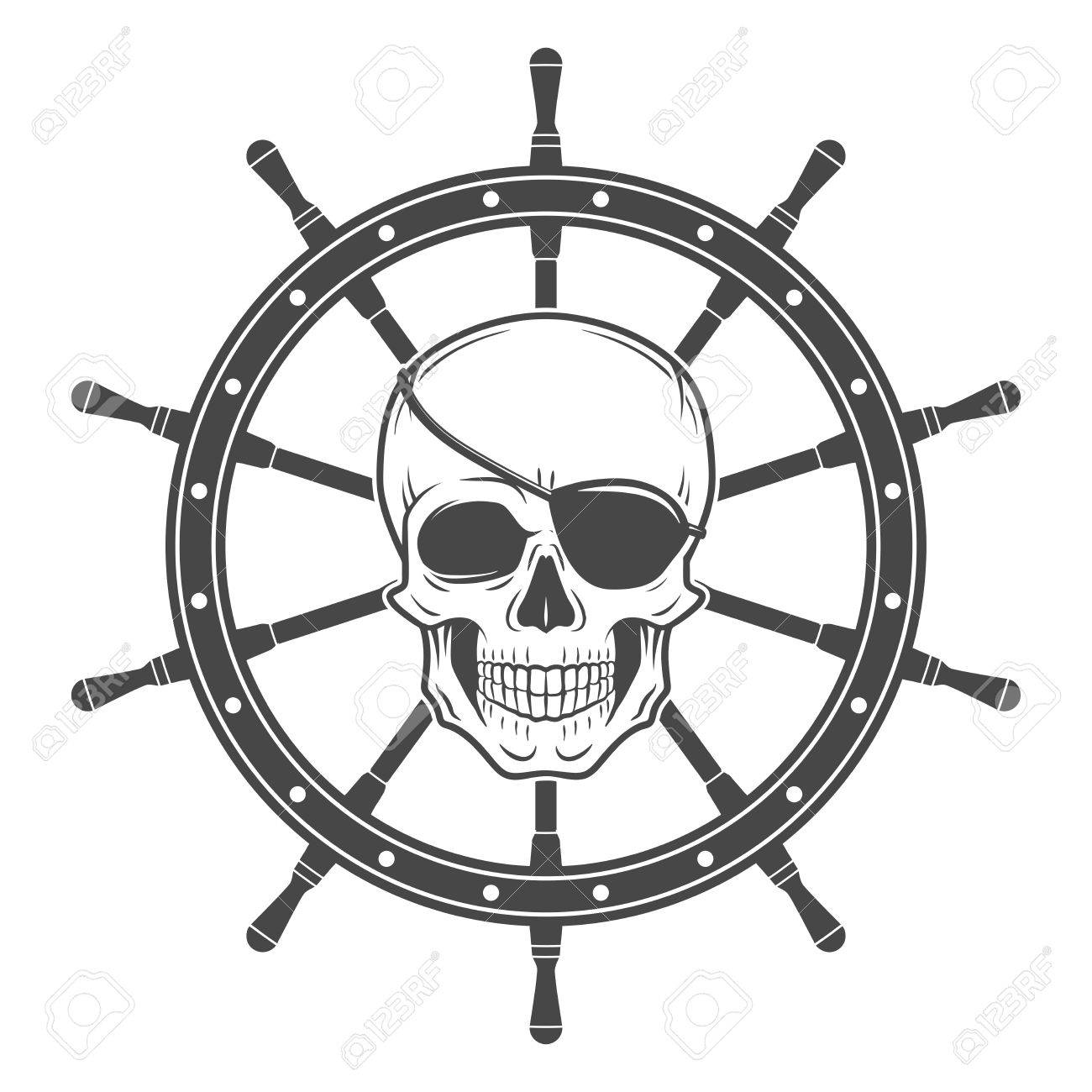 jolly roger with eyepatch logo template dark t shirt design