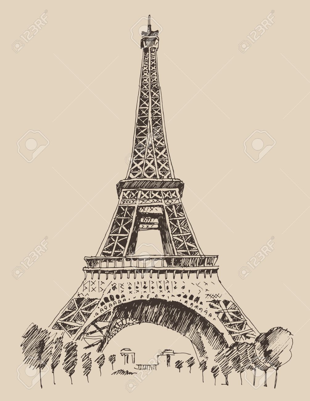 Eiffel Tower Paris France Vintage Illustration Handcrafted Hand Poured Resin Silver-Plate Square Cufflinks Cuff Links
