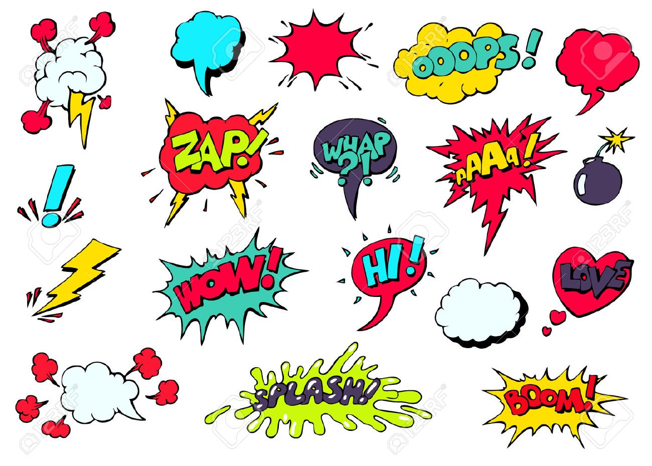 Satz Von Hell Kuhl Und Dynamische Comic Sprechblasen Fur Unterschiedliche Emotionen Und Sound Effekte Lizenzfrei Nutzbare Vektorgrafiken Clip Arts Illustrationen Image 41081264