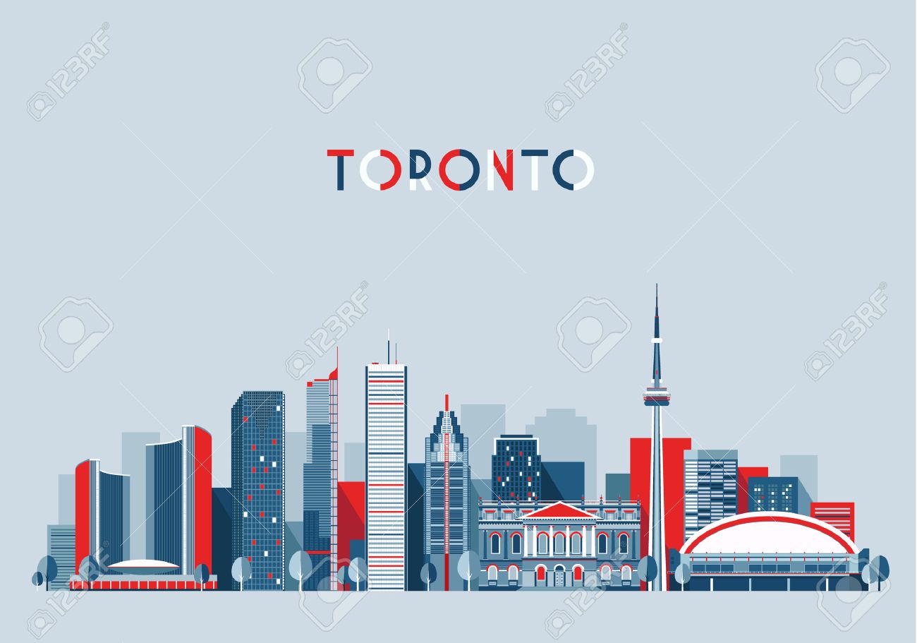 toronto canada city skyline vector background flat trendy