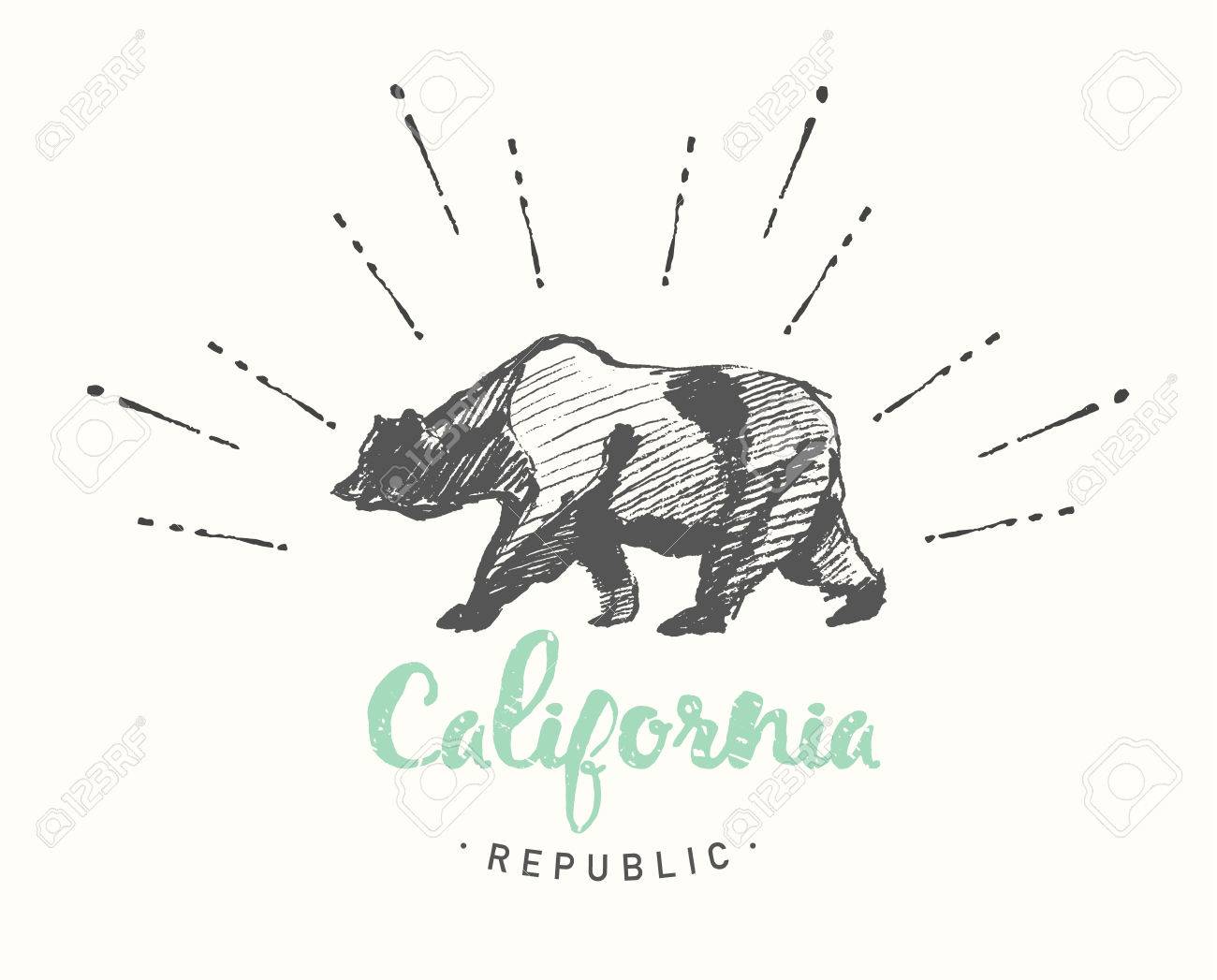カリフォルニア共和国ヴィンテージ エンブレム 手描きのベクトル図 スケッチします のイラスト素材 ベクタ Image カリフォルニア共和国ヴィンテージ エンブレム 手描きのベクトル図 スケッチします のイラスト素材 ベクタ Image