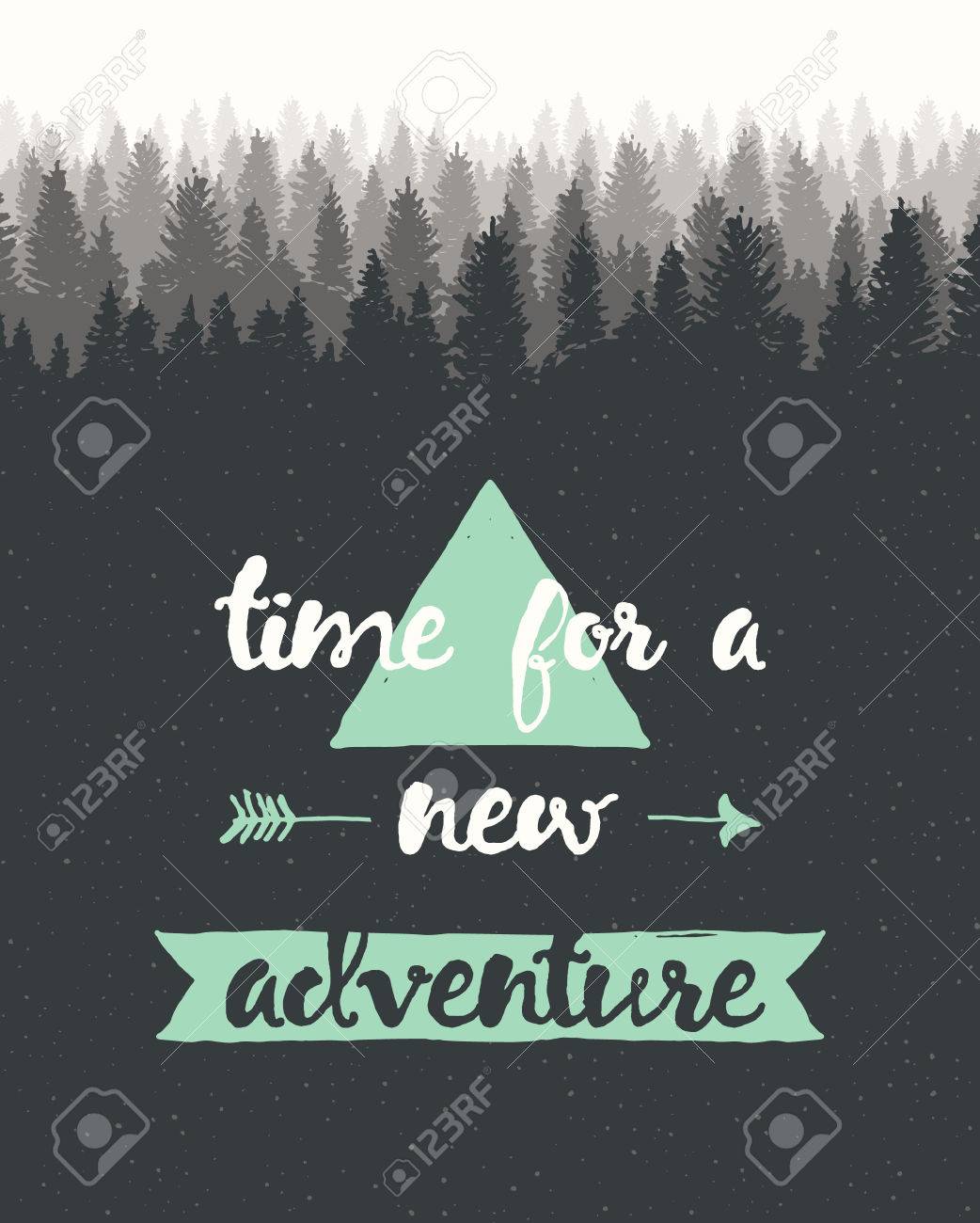 Citation Tiree Par La Main Calligraphique Le Temps D Une Nouvelle Aventure Affiche De Motivation Avec Sunbursts Sur Fond Rose Clip Art Libres De Droits Vecteurs Et Illustration Image