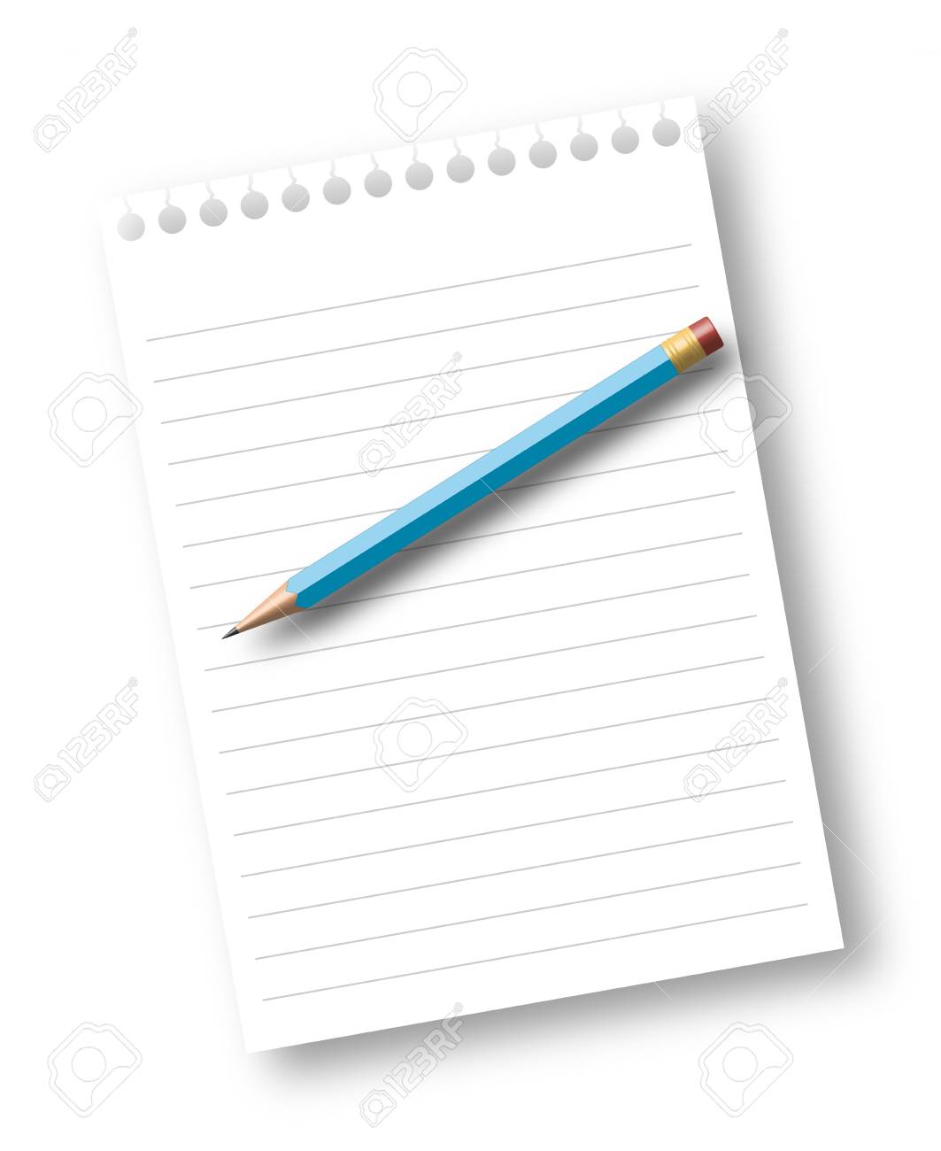 Blank Note Paper With Lines And A Blue Pencil Stock Photo, Picture and  Royalty Free Image. Image 10292074., image size:1063x1300