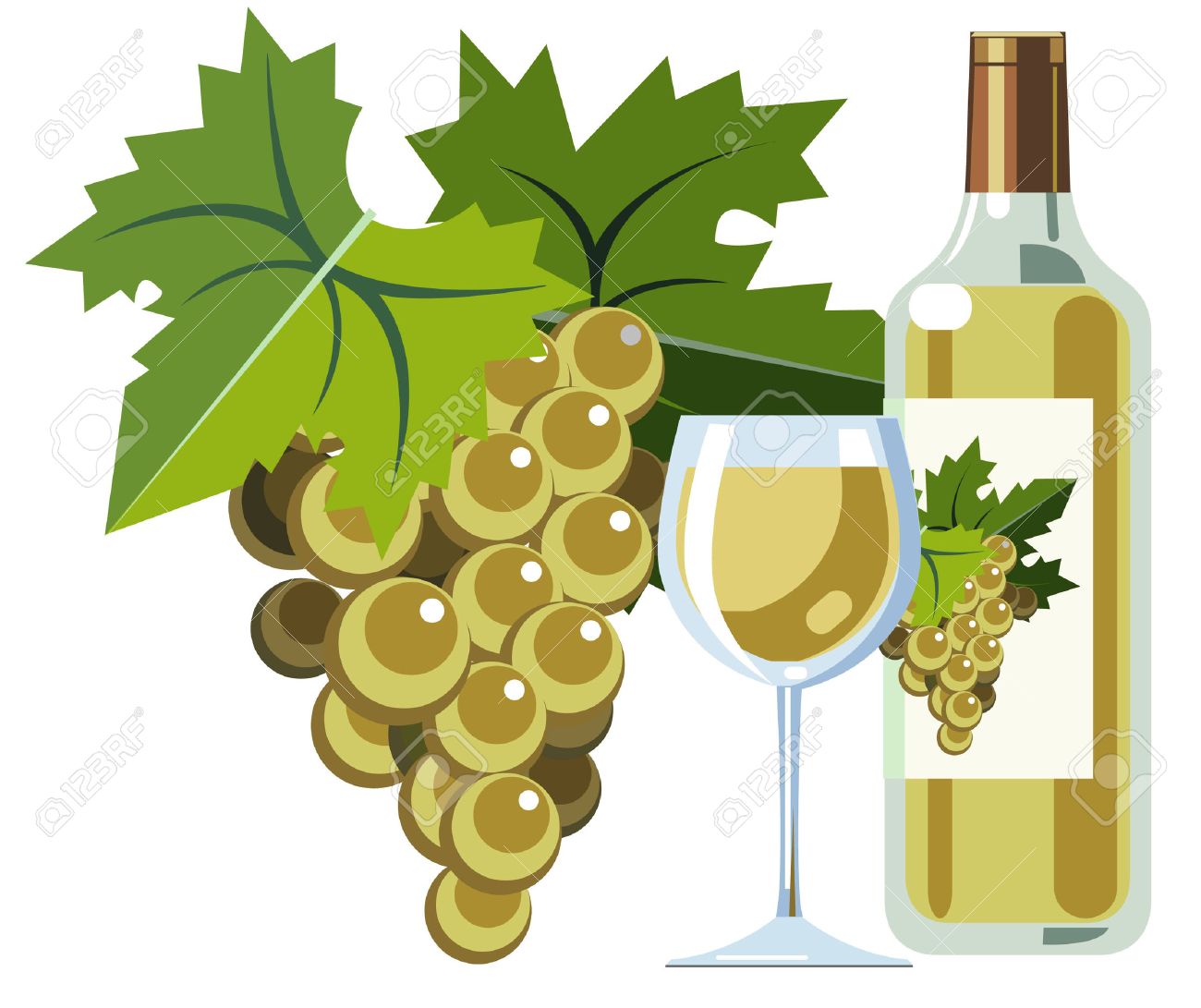 Download White Wine With Grapes Bottle And Glass Royalty Free Cliparts Vectors And Stock Illustration Image 5618797 Yellowimages Mockups