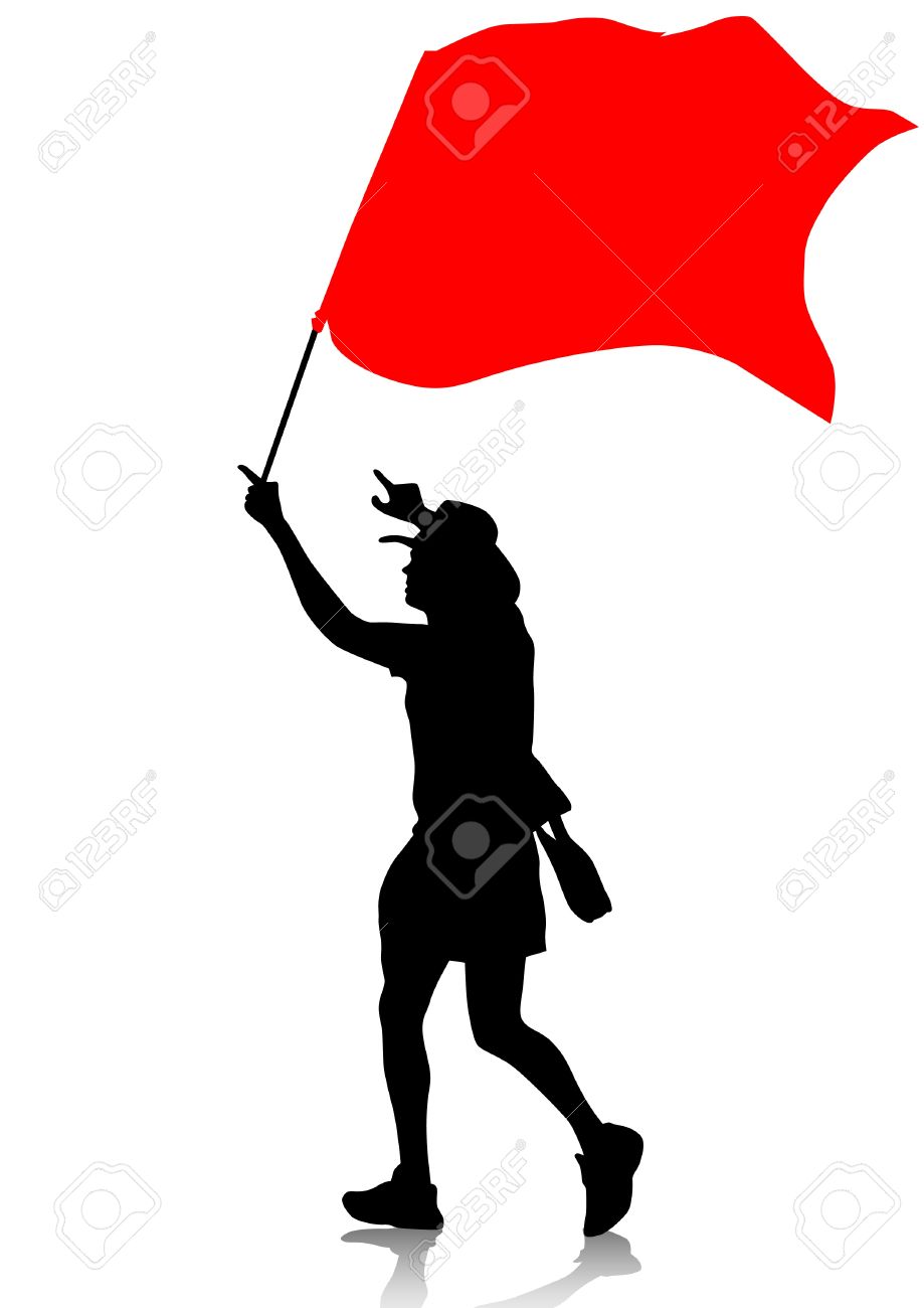 革命の旗を持つ図面男 のイラスト素材 ベクタ Image
