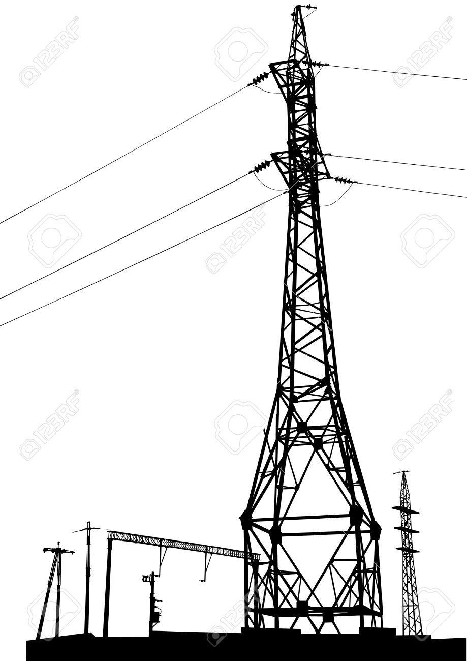 drawing of a metal high voltage transmission tower stock vector 16899554