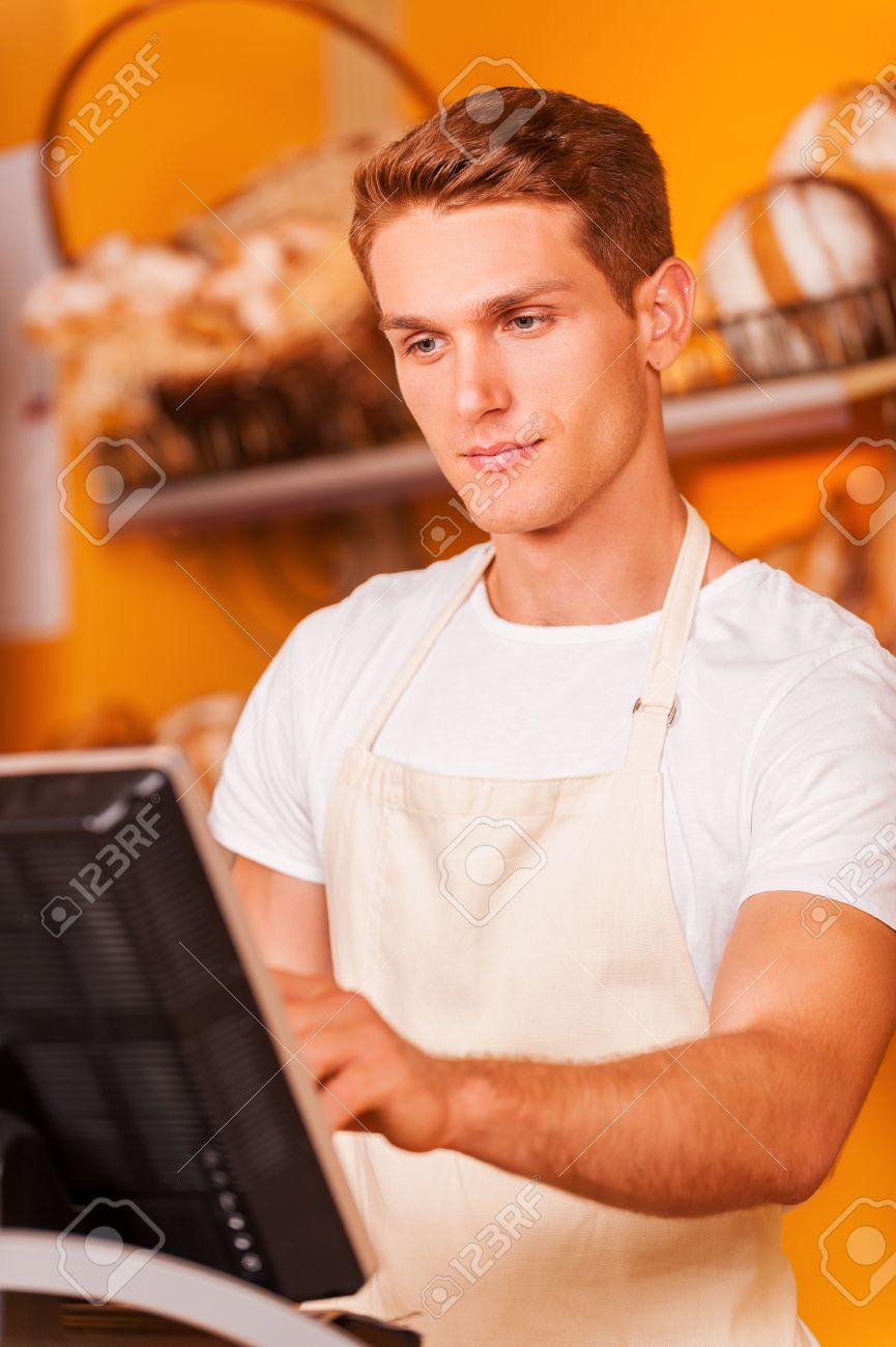 working a cash register