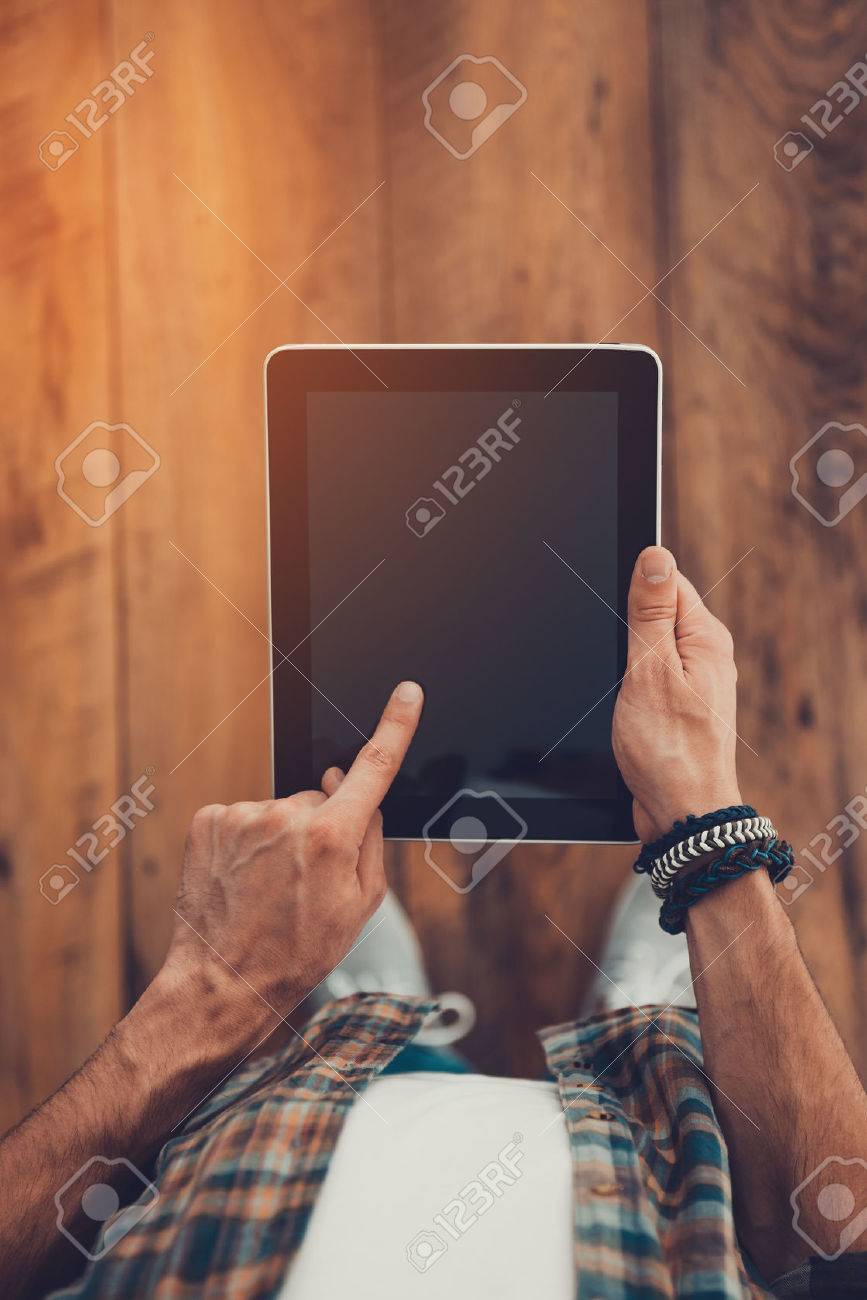 Technologies Make Life Easier Top View Of Man Using Digital