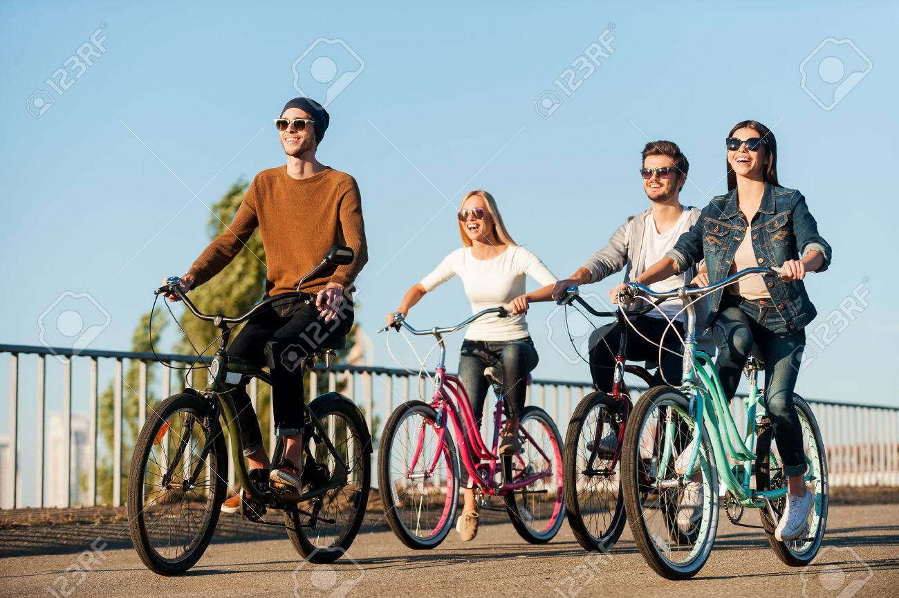 four people bike