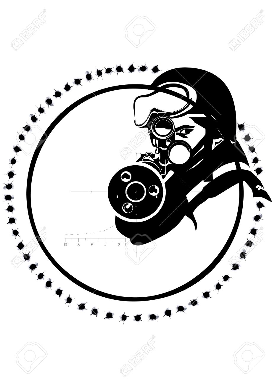 体の鎧の手段で警察官目標照準のイラスト素材 ベクタ Image