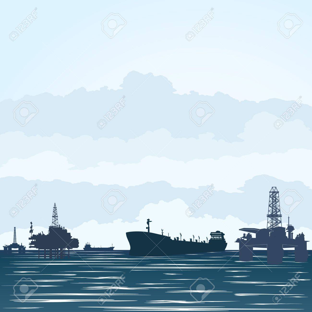 海と Petroproduction の輸送のタンカーで油井やぐらのイラスト素材 ベクタ Image 海と Petroproduction の輸送のタンカーで油井やぐらのイラスト素材 ベクタ Image