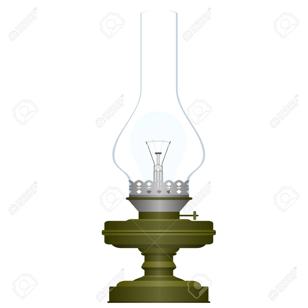 Banque dimages vieille lampe à huile à lintérieur qui a une ampoule moderne illustration sur fond blanc