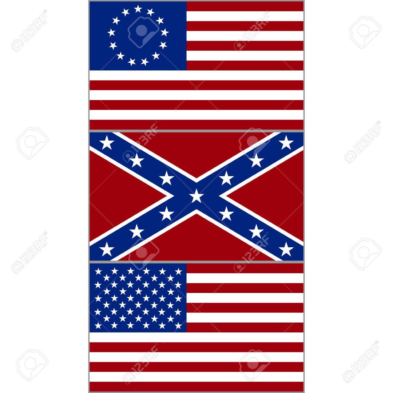 Banderas De La Confederación Y Los Estados Unidos Durante La Guerra Civil Americana La Ilustración Sobre Un Fondo Blanco Ilustraciones Vectoriales Clip Art Vectorizado Libre De Derechos Image 47325134