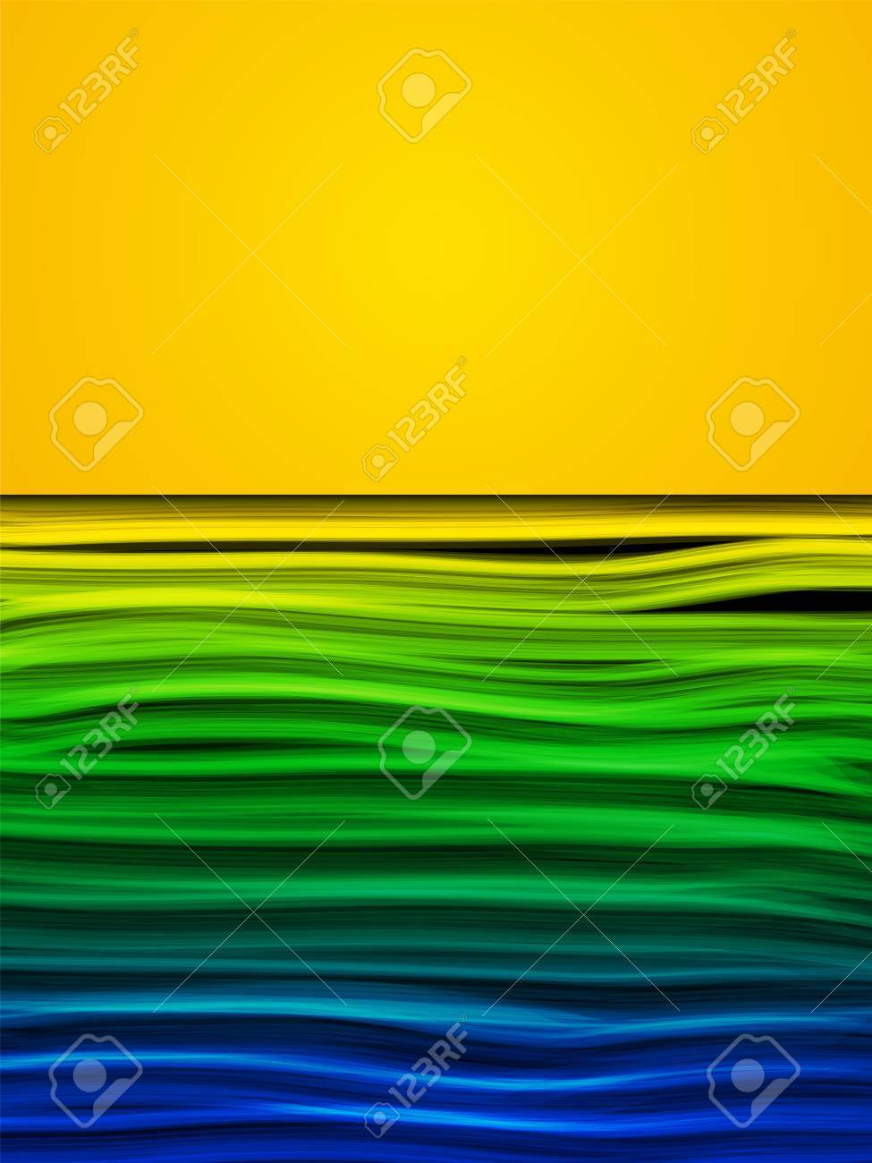 Vecteur Drapeau Du Brésil Vague Jaune Bleu Vert Fond