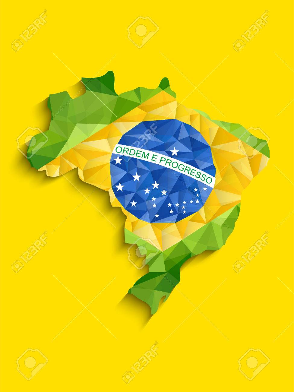 Vecteur Drapeau Du Brésil Carte Jaune Bleu Vert Fond