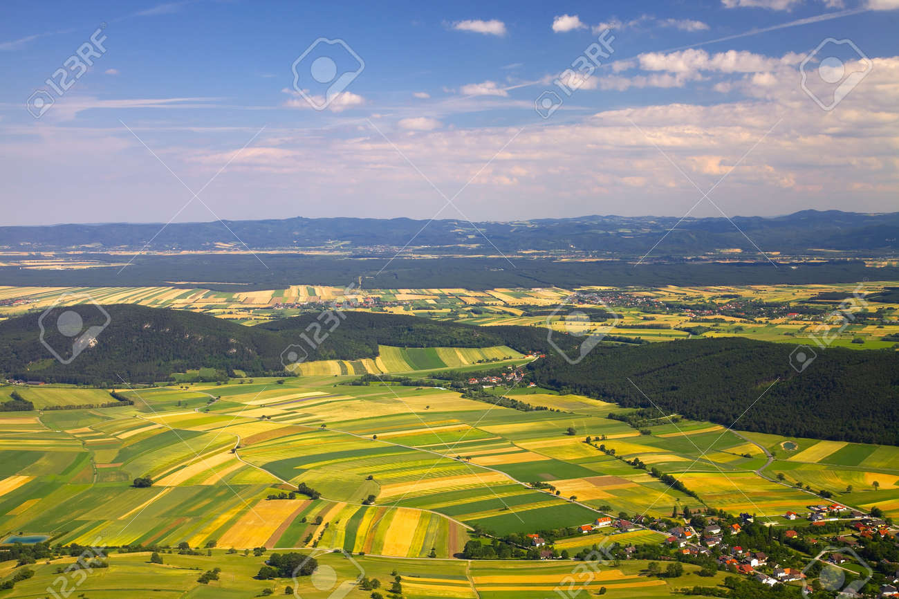 Aerial view of agricultural fields - 33450831 Aerial view of agricultural fields - 33450831