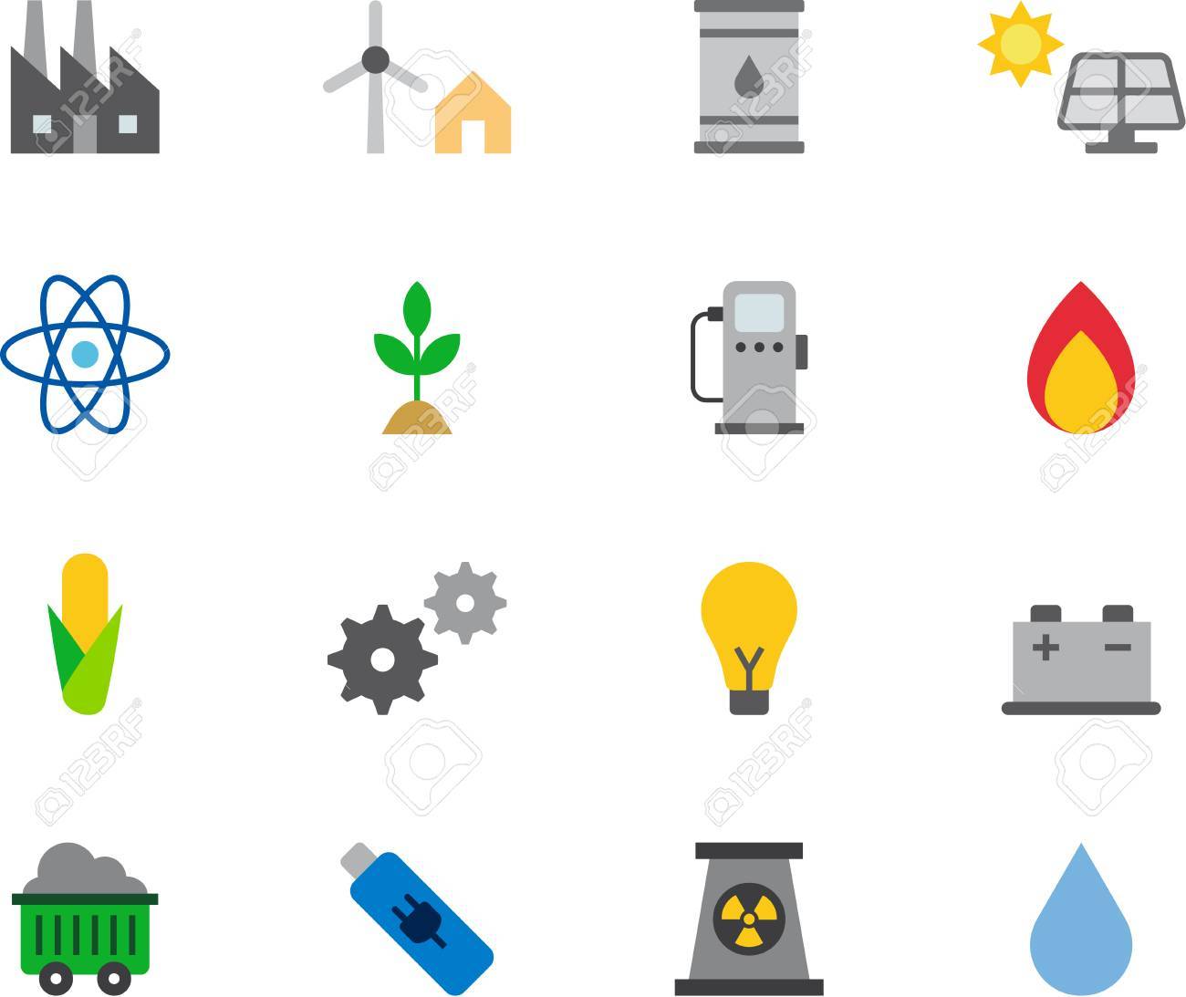 RESSOURCES ENERGETIQUES Icônes Colorées Piatti Clip Art Libres De ...