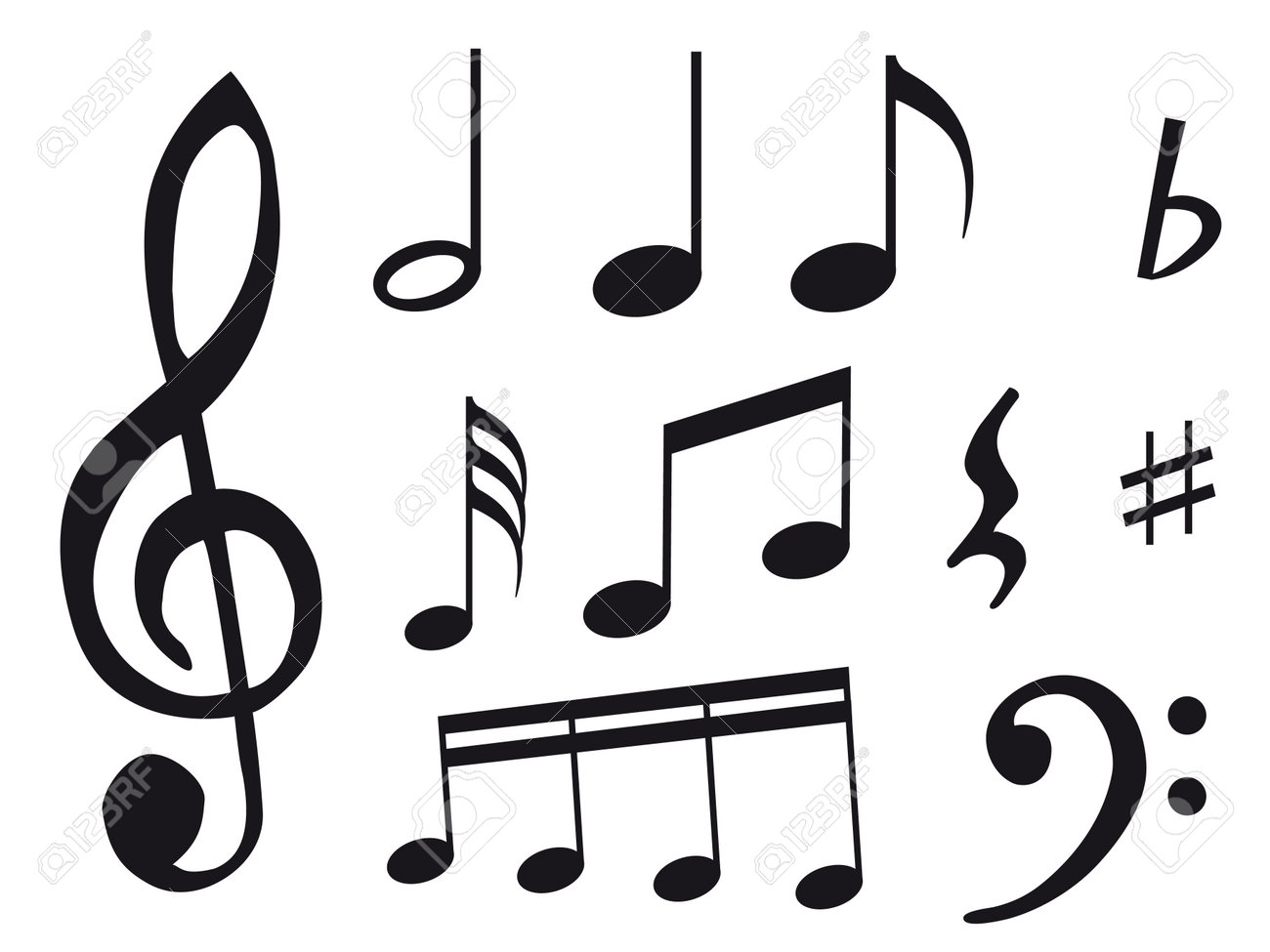 different kind of music notes as symbol of sheet music royalty free