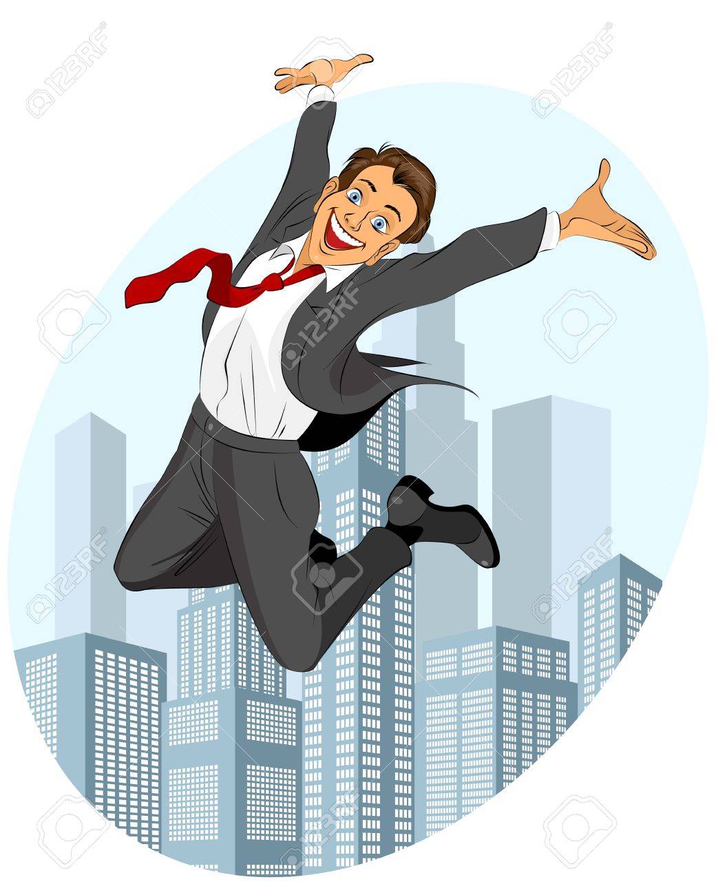 Illustration Of Glad Businessman Jumping Royalty Free Svg Cliparts Vectors And Stock Illustration Image
