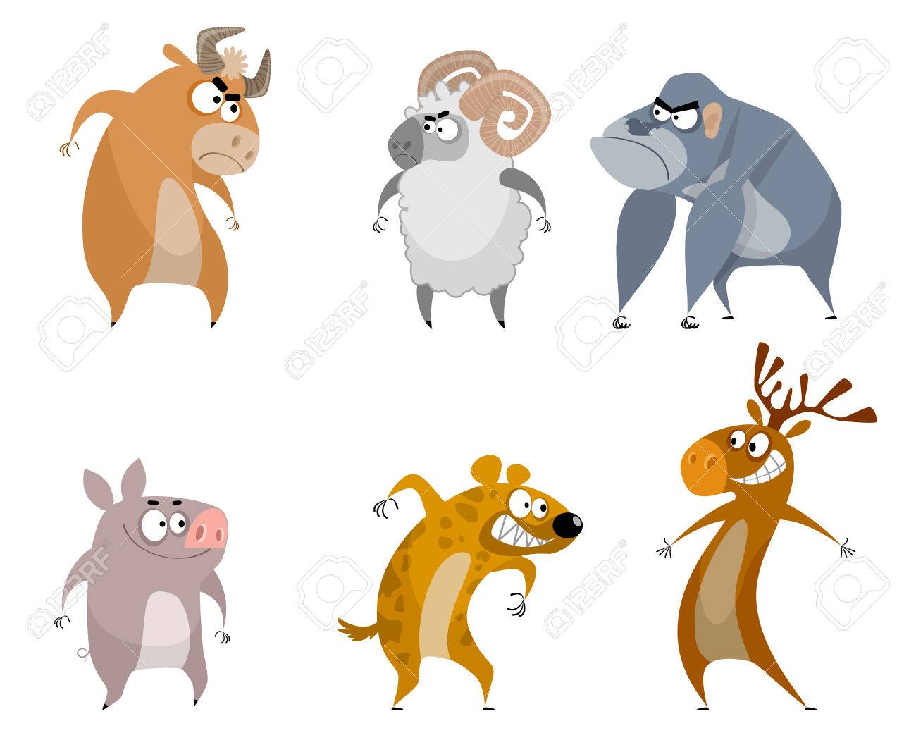 六つの面白い動物のベクトル イラストのイラスト素材 ベクタ Image