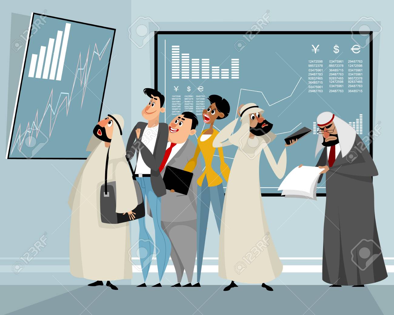 取引の結果を表示するビジネスマンのベクトル イラスト のイラスト素材 ベクタ Image